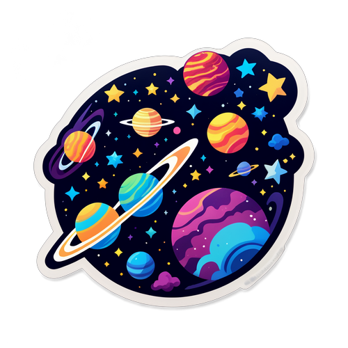 Galaxy-Themed Planets and Stars Sticker