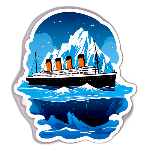 Egy hatalmas jéghegy és a Titanic silhuettje