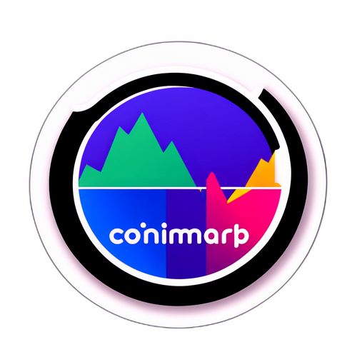 Autocolant minimalist cu logo-ul CoinMarketCap integrat într-un grafic