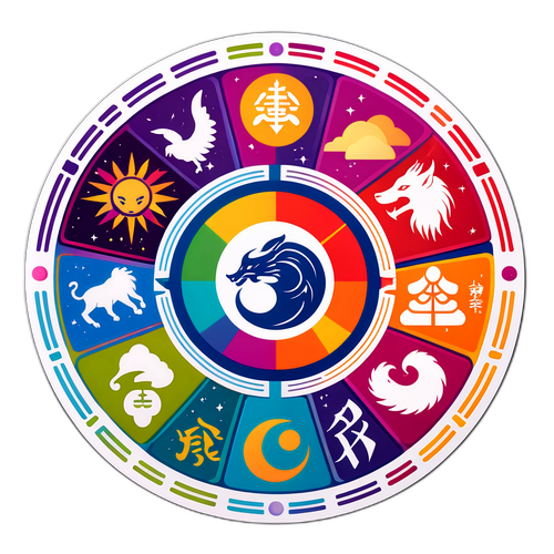 運命の四柱にインスパイアされたカラフルで神秘的なデザインステッカー
