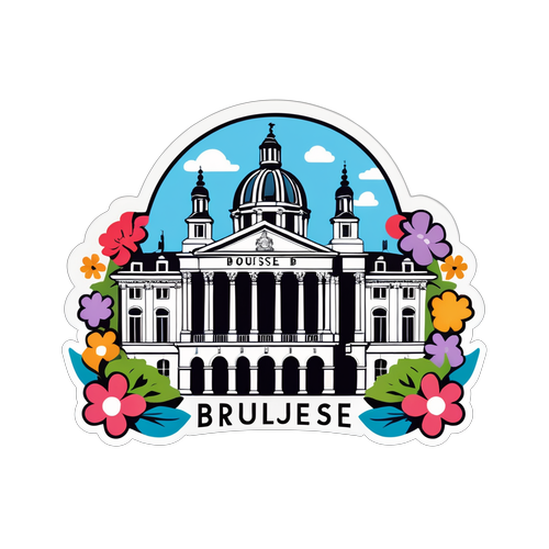 Sticker van de Bourse in Brussel met historische uitstraling