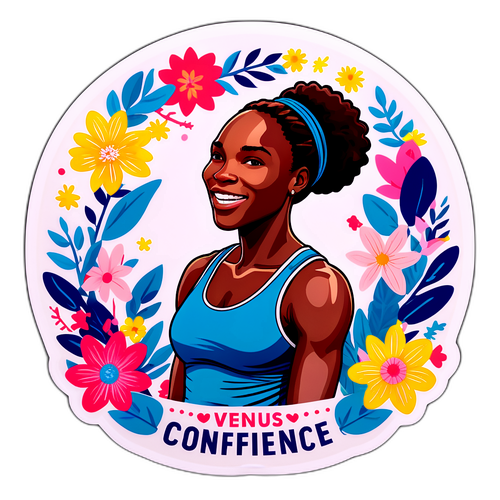 Una pegatina de Venus Williams con un mensaje inspirador sobre la autoconfianza
