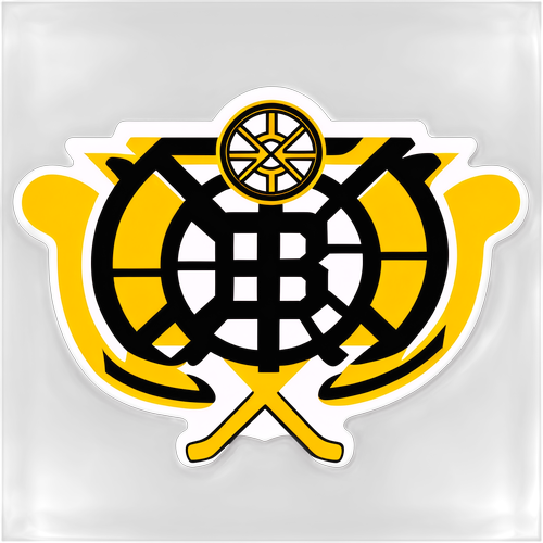 Unleash the Pride: Boston Bruins Tribute Sticker with Fans and Hockey Sticks!