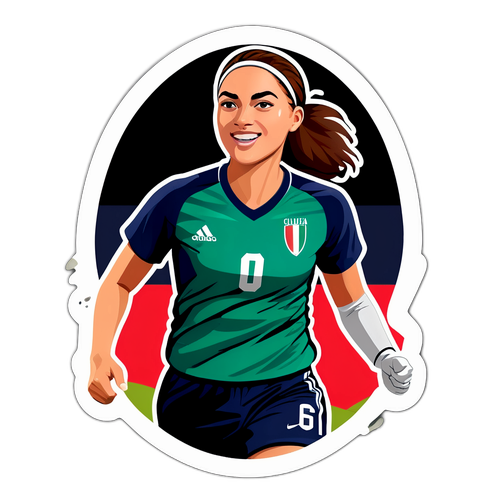 Sticker zur Feier von Giulia Gwinn auf dem Spielfeld