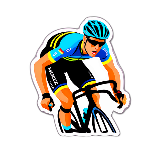 Sticker van Wout van Aert in een dynamische racehouding