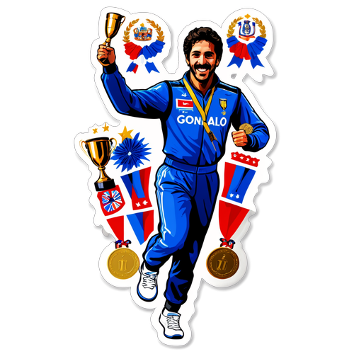 Sticker de Gonzalo Morales en pose de victoria