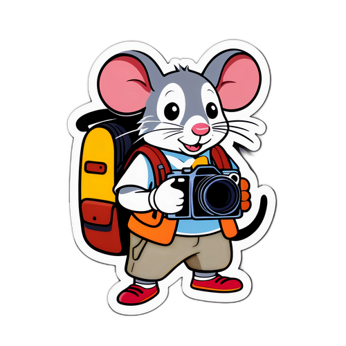 Vtipná samolepka myši jako turisté
