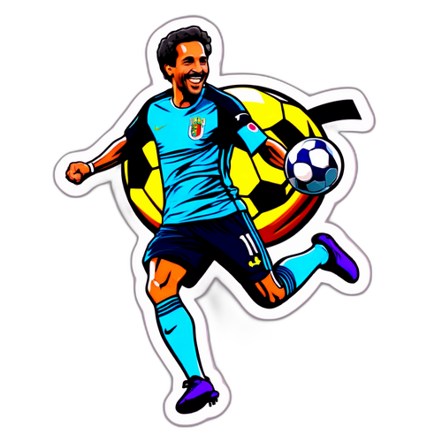 Sticker van Francisco Trincão met bal en vrolijke uitdrukking