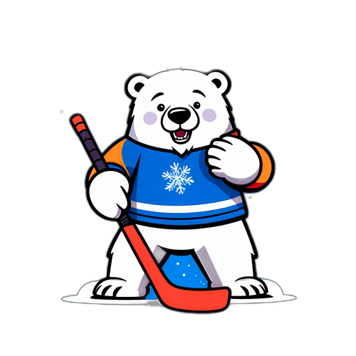 Kreslená lední medvěd hrající hokej