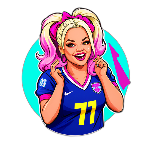 Trisha Paytas jalkapallo-ottelussa