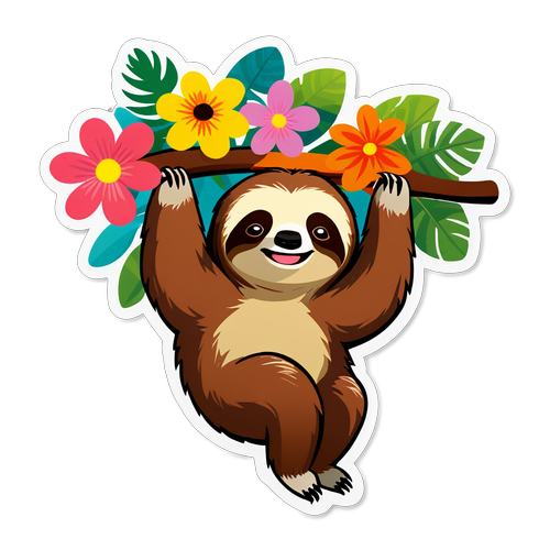 Discover the Blissful Charm of Our Tropical Sloth Sticker: Happiness from Nature Awaits!