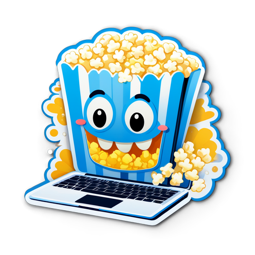 Joyful Laptop Popcorn Sticker