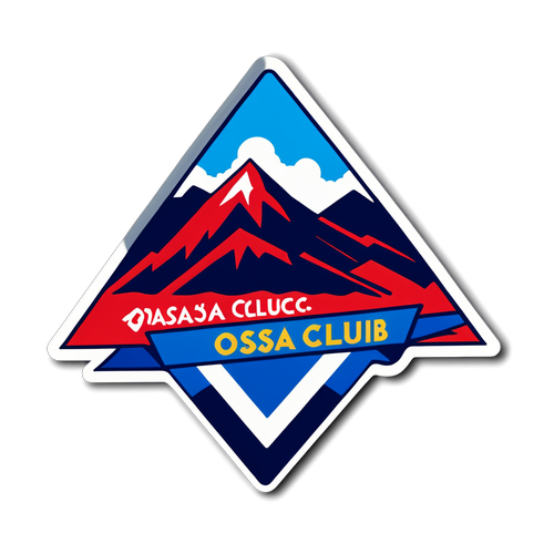 Sticker que muestra una cordillera con los logotipos de Osasuna y Athletic Club, con el título 'El derbi del norte'