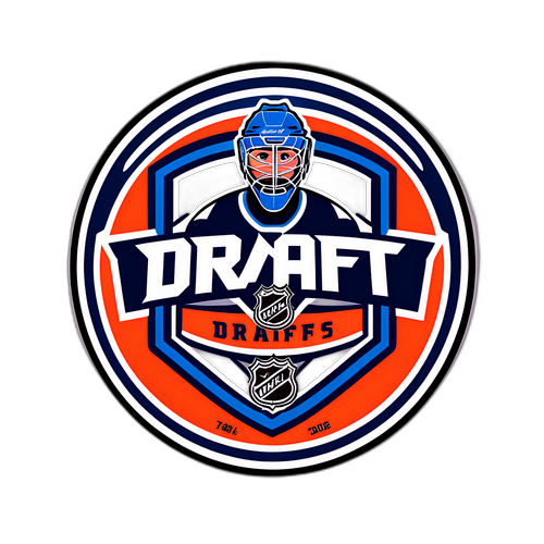 NHL Draft Klistermärke med Hockey Puck och Spelarsilhuetter