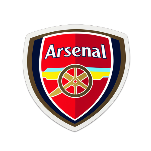 Diseño de sticker que combina el logo de Arsenal con el texto 'Gunners in action'