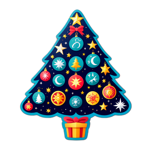 Гороскоп на декабрь в виде рождественской елки с украшениями знаков зодиака