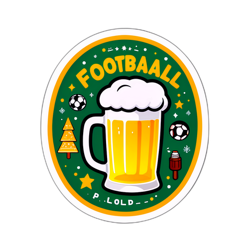 Sticker de cerveza fría y fútbol