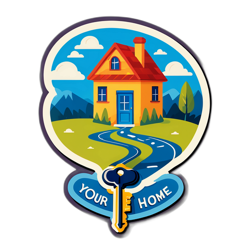 Креативный дизайн ключа и дома с надписью 'Ипотека - ваш путь к дому'