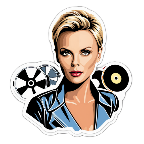 Glamourystyczny naklejka Charlize Theron w uderzającej pozie