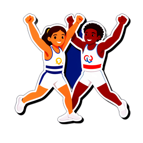 Dalawang Atlet na Nagdiriwang ng Pagkakaibigan at Kompetisyon