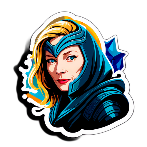 Autocollant de Cate Blanchett avec un masque mystérieux inspiré de 'Squid Game'