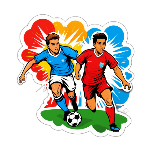 Ilustrasi Pertandingan Sepak Bola Dalam Gaya Komik