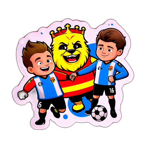 Kibandiko chelewa kinachoonyesha alama ya Mechelen na mchezaji wa mpinzani kutoka Club Brugge kwa mpango wa kucheka chini ya uwanja wa soka