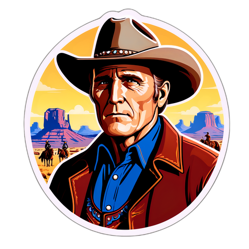 Стікери з Робертом Дювалем у класичному ковбойському вбранні