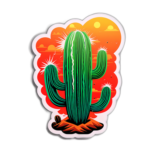 Surreal Cactus Dust Storm Sticker