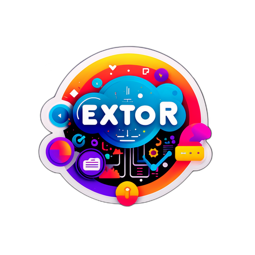 Adesivo do Logotipo Extor com Símbolos Gráficos e de Dados