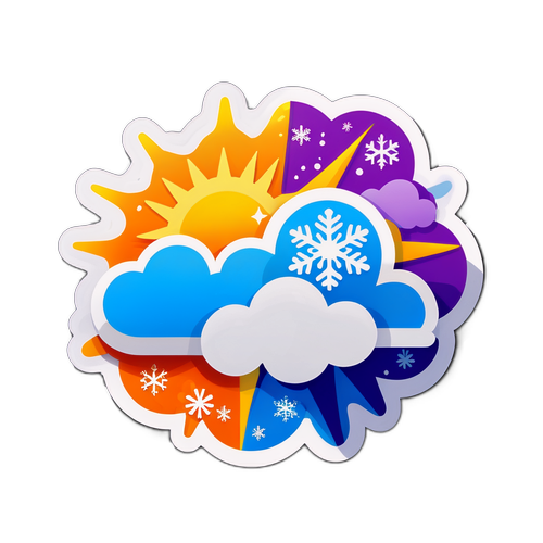 Vibrant na Sticker ng Ulan at Panahon