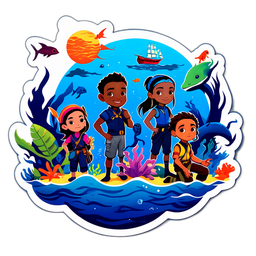 Ilustrație din Avatar 2, cu personaje explorând o lume maritimă plină de creaturi fantastice