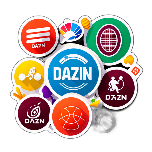 Samolepka s logem DAZN a ikony sportů