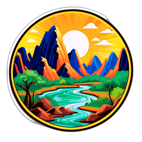 Sticker, der die Verbindung zur Natur durch die rauen Landschaften von Laos und Traditionen widerspiegelt