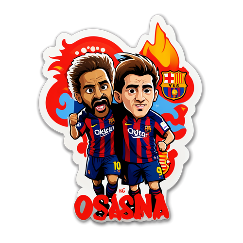 Magandang Labanan! Osasuna at Barcelona: Mascots na Nagtatalo sa Isang Kahanga-hangang Sticker