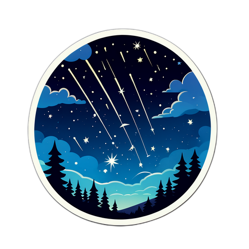 Ilustrace Perseid 2025, noční obloha s padajícími hvězdami