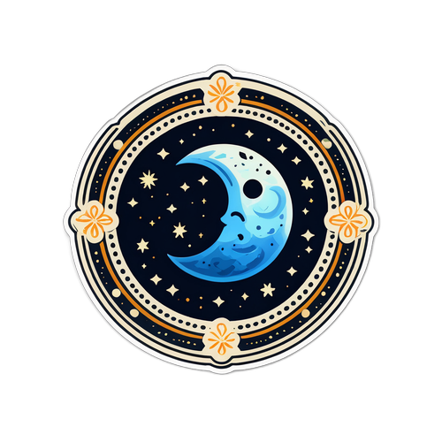 Hình dán biểu tượng mặt trăng chúc may mắn