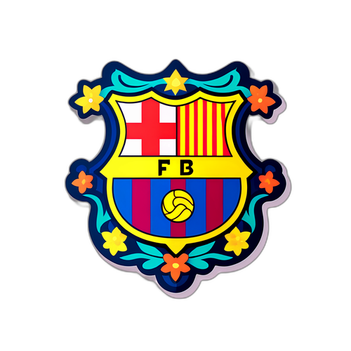 多彩的巴塞隆納徽標與地中海裝飾