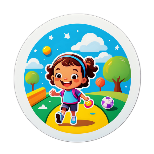 גרסה מצוירת של ילד נהנה ביום כיף בפארק