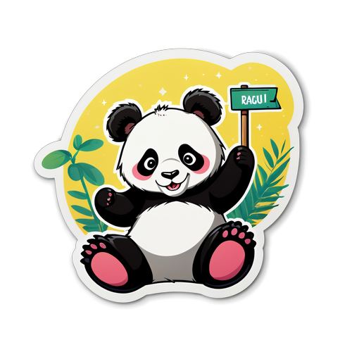 Stiker Lucu Panda di Kebun Binatang Ragunan