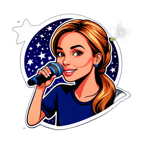 Sticker van Anouk met Microfoon en Sterrenhemel