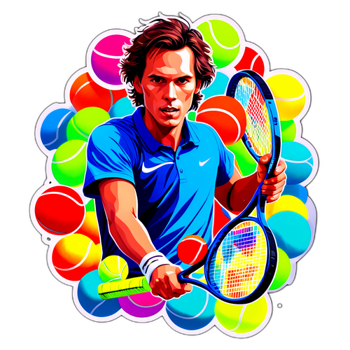 Künstlerisches Porträt von Lukas Neumayer mit einem Tennisschläger