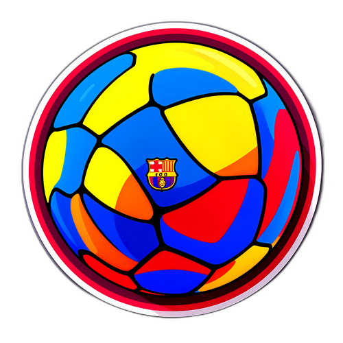 바르셀로나 색깔로 채색된 축구공 스티커