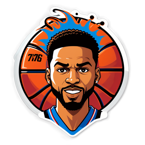 Basketball Sticker na may Mukha ni Justin Edwards