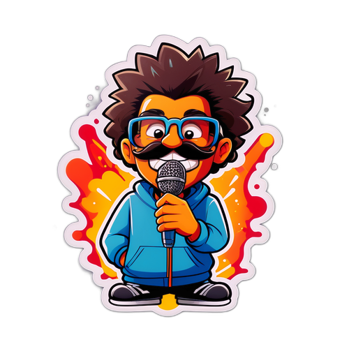 Sticker Energico di Personaggio in Disgrazia