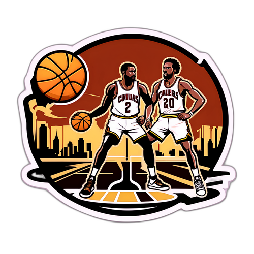 Retro na Sticker ng Pagsasagupa ng Cavaliers at Warriors