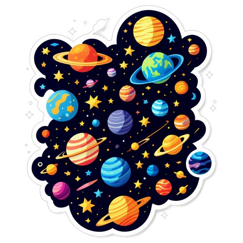 Cosmic Dance of Planets and Stars Sticker
