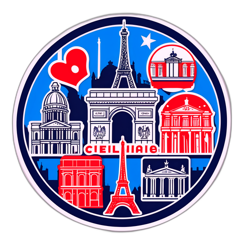 Sticker mit französischen Monumenten