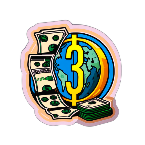 Trendy klistermærke med dollar kurs og globale valutaer