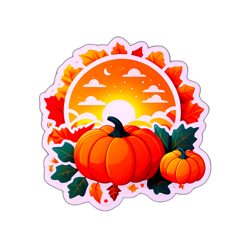 Vtipná podzimní prázdninová nálepka